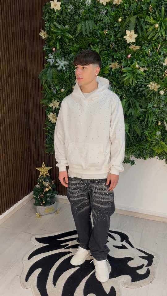 FELPA CON STRASS BIANCA