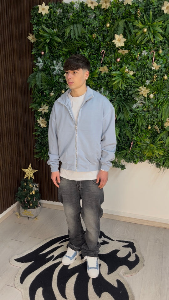 WASHED ZIP LIGHT BLUE