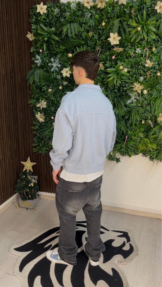 WASHED ZIP LIGHT BLUE