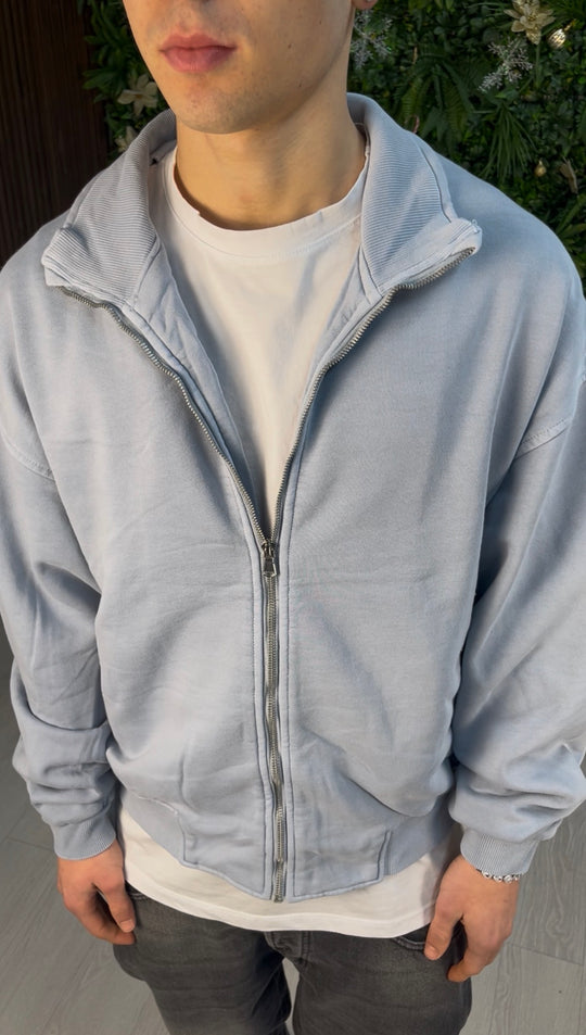WASHED ZIP LIGHT BLUE