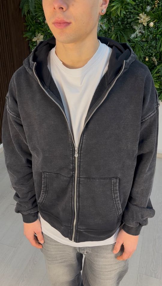 WASHED FULL ZIP BLACK