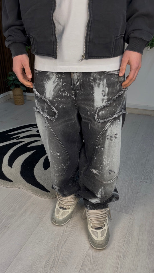 JEANS SUPER BAGGY PAINTED GREY