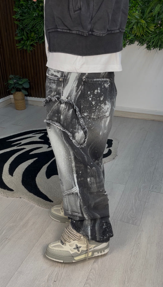 JEANS SUPER BAGGY PAINTED GREY