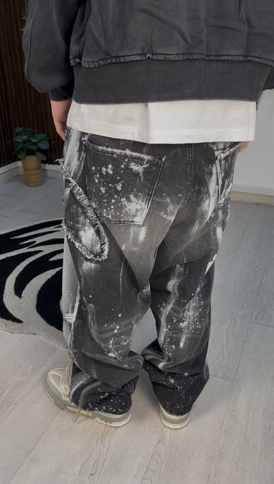 JEANS SUPER BAGGY PAINTED GREY