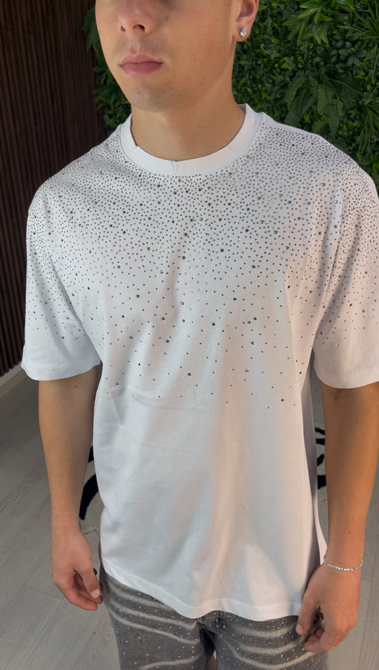 T-SHIRT CON STRASS BIANCA