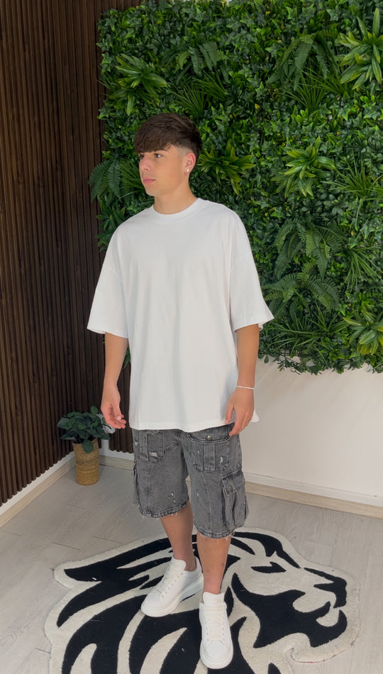 JEANS CORTO BAGGY GRIGIO