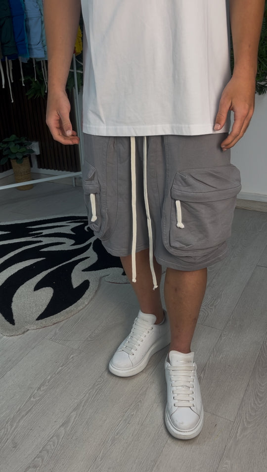FRONT CARGO CORTO IN COTONE GRIGIO