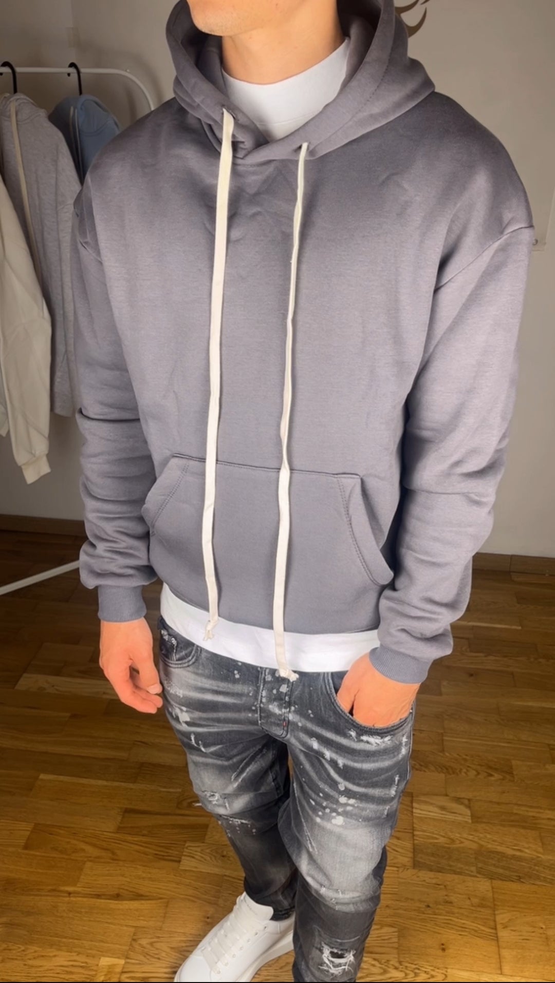 SWEAT-SHIRT EN COTON PLOMB