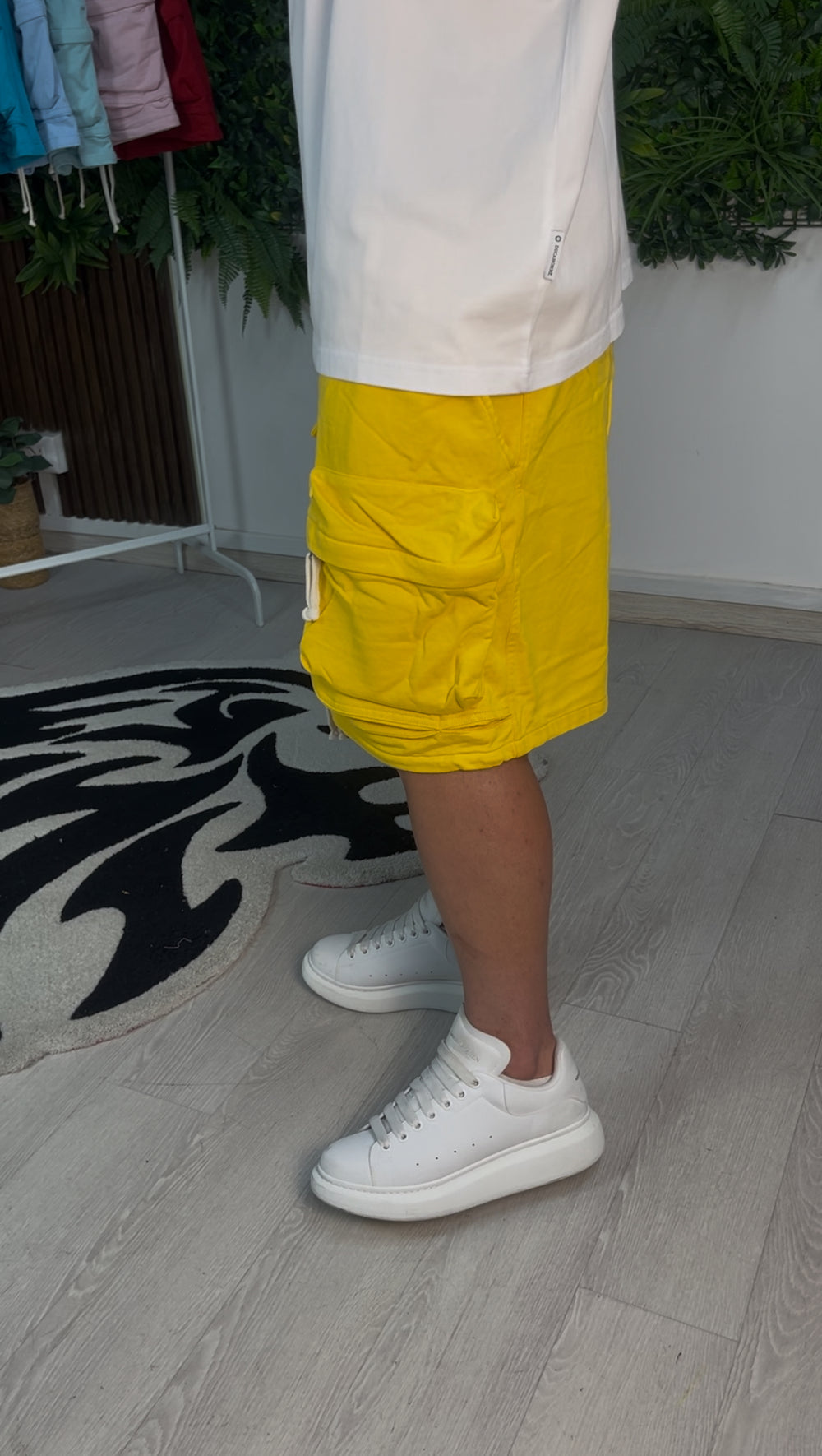 FRONT CARGO CORTO IN COTONE GIALLO