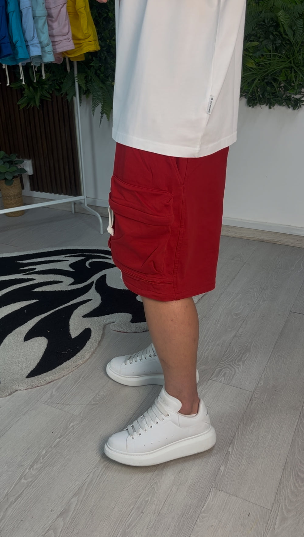 FRONT CARGO CORTO IN COTONE ROSSO