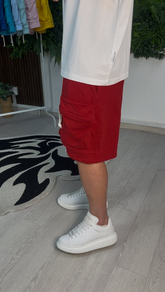 FRONT CARGO CORTO IN COTONE ROSSO
