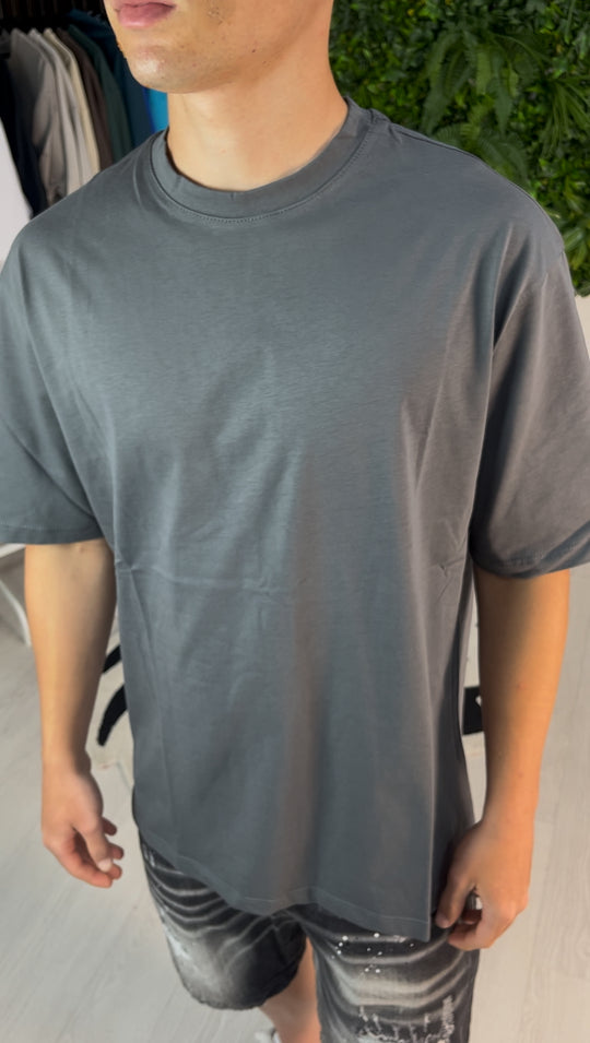 T-SHIRT GIROCOLLO PIOMBO