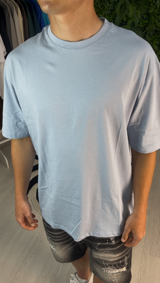 T-SHIRT GIROCOLLO CELESTE GHIACCIO