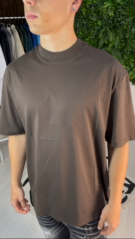 T-SHIRT COLLO ALTO COFFEE