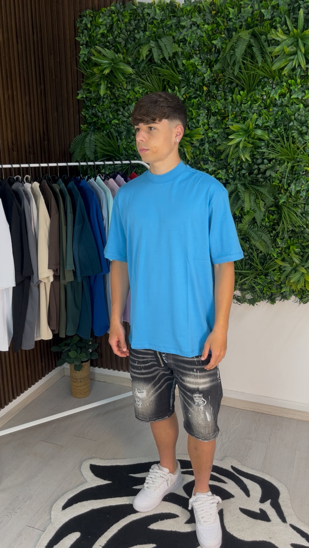 T-SHIRT COLLO ALTO TURCHESE