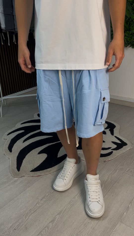 CARGO CORTO IN COTONE CELESTE