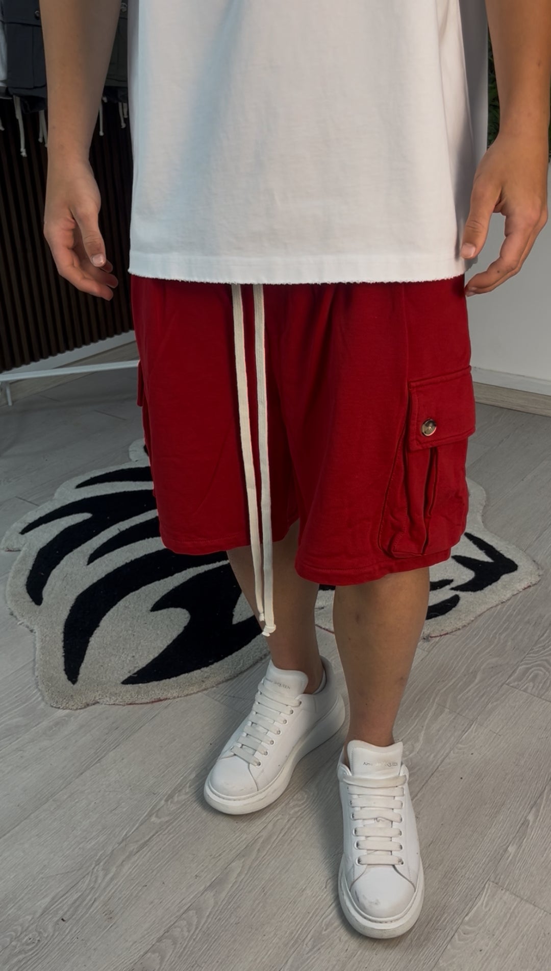 CARGO CORTO IN COTONE ROSSO