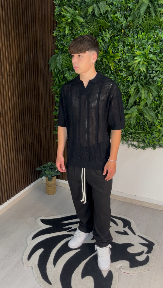 PANTALONE BAGGY IN LINO NERO