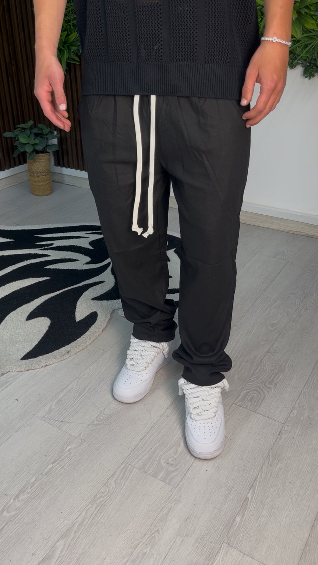 PANTALONE BAGGY IN LINO NERO