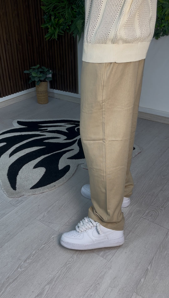 PANTALONE BAGGY IN LINO BEIGE