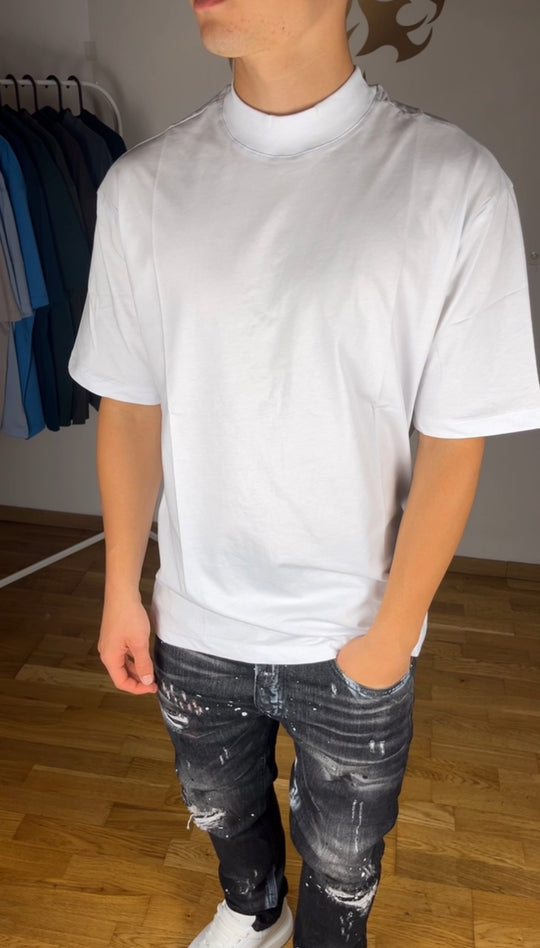 WHITE HIGH NECK T-SHIRT