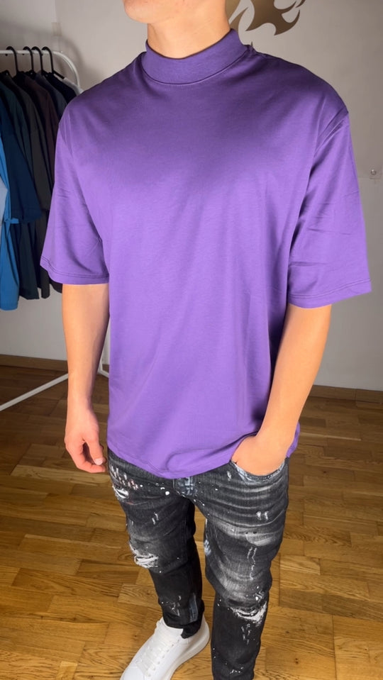 T-SHIRT COLLO ALTO VIOLA