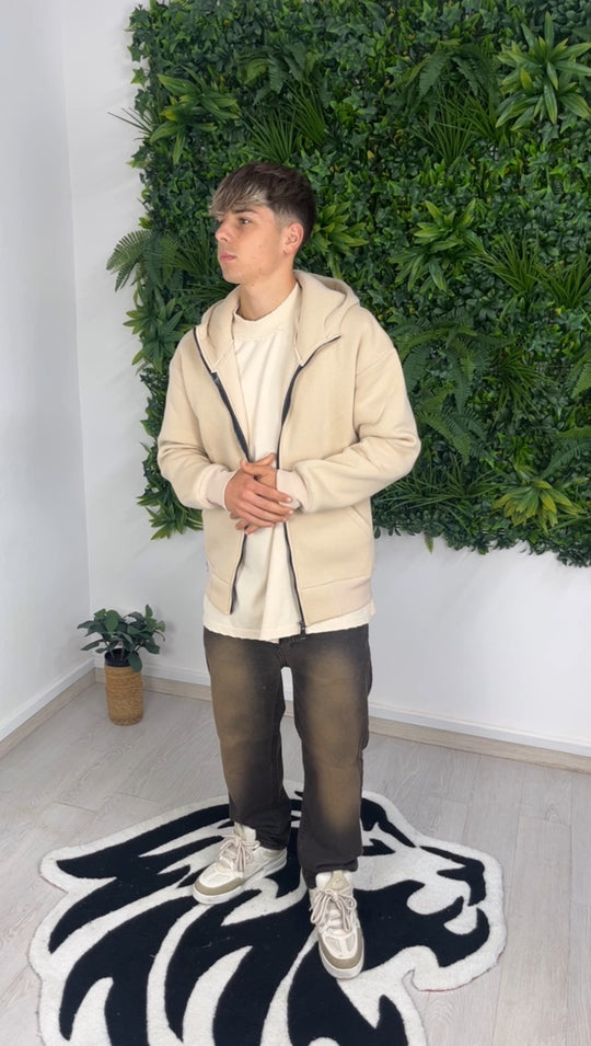 FELPA CON ZIP BEIGE