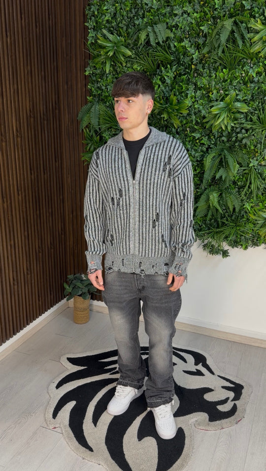 MAGLIONE DESTROYED ZIP BLACK