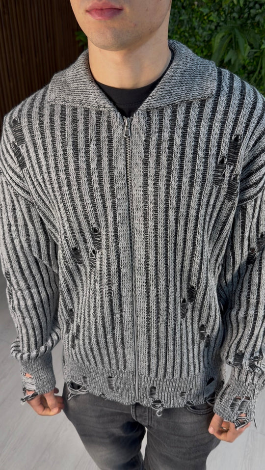 MAGLIONE DESTROYED ZIP BLACK