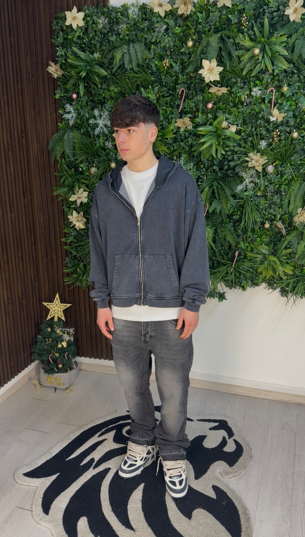 WASHED FULL ZIP DARK BLUE