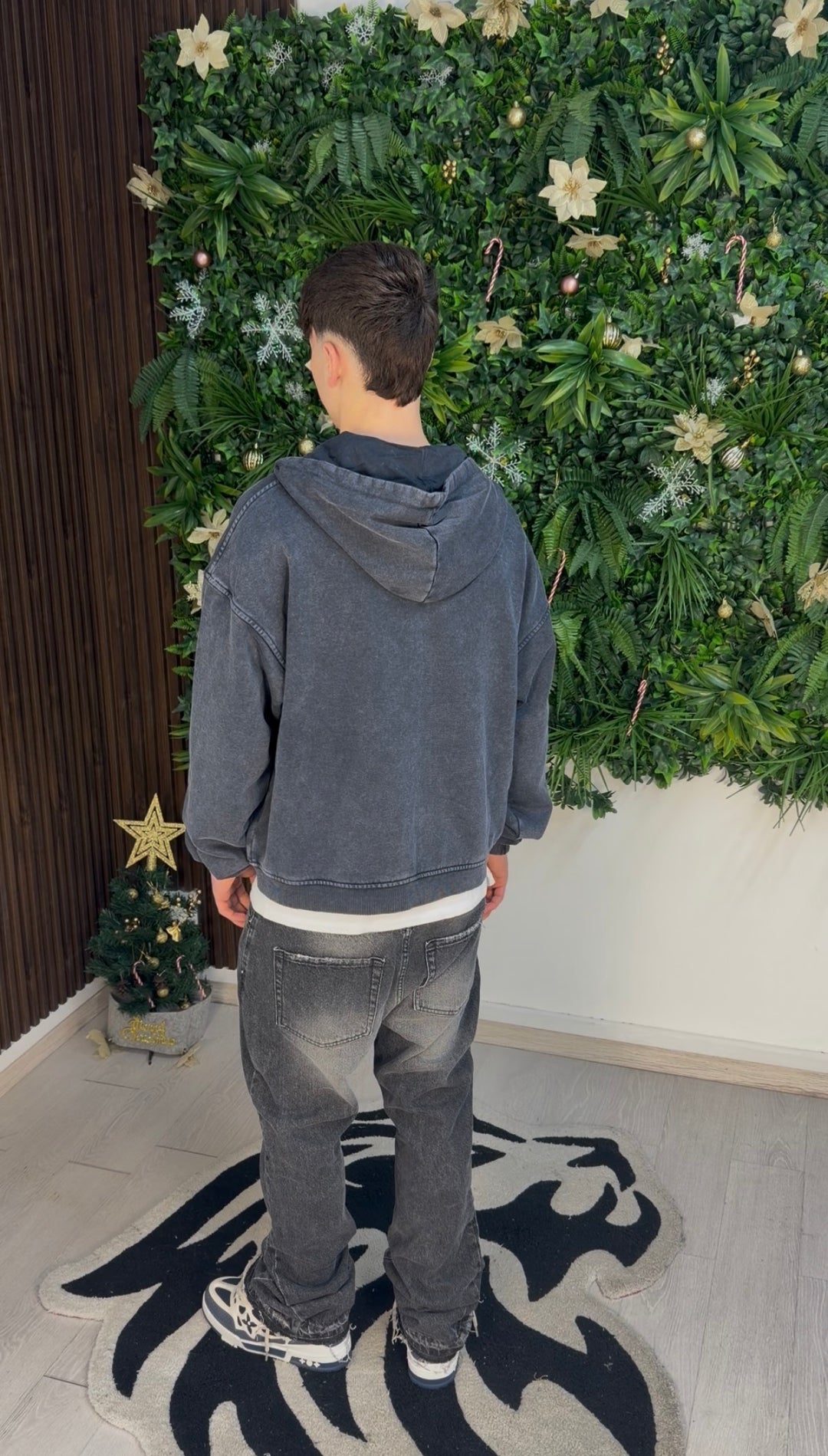 WASHED FULL ZIP DARK BLUE