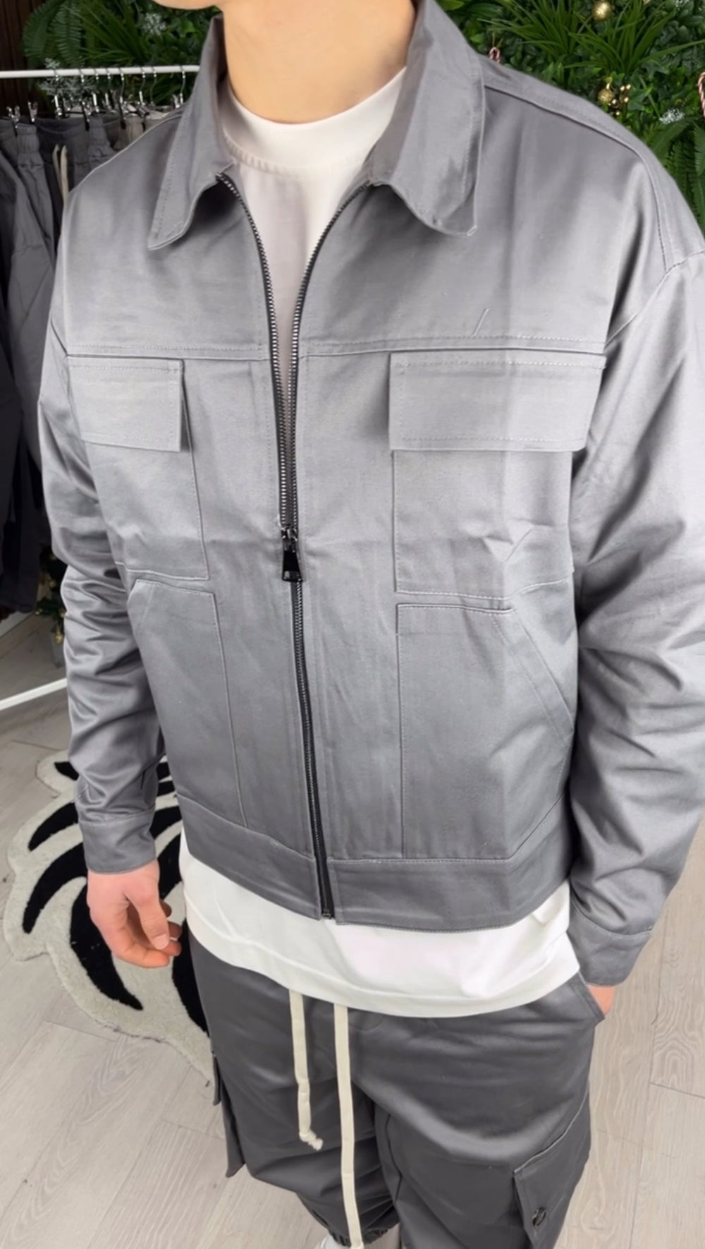 GIACCA CON ZIP PIOMBO