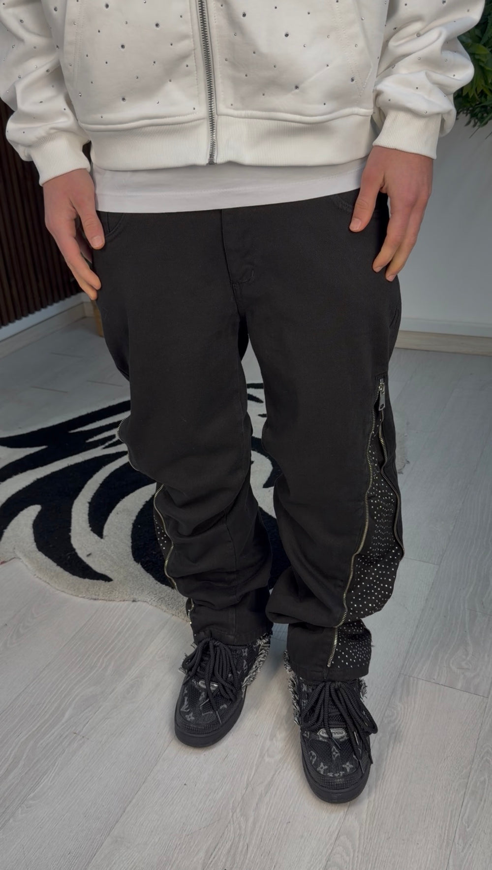 JEANS FLARE STRASS BLACK