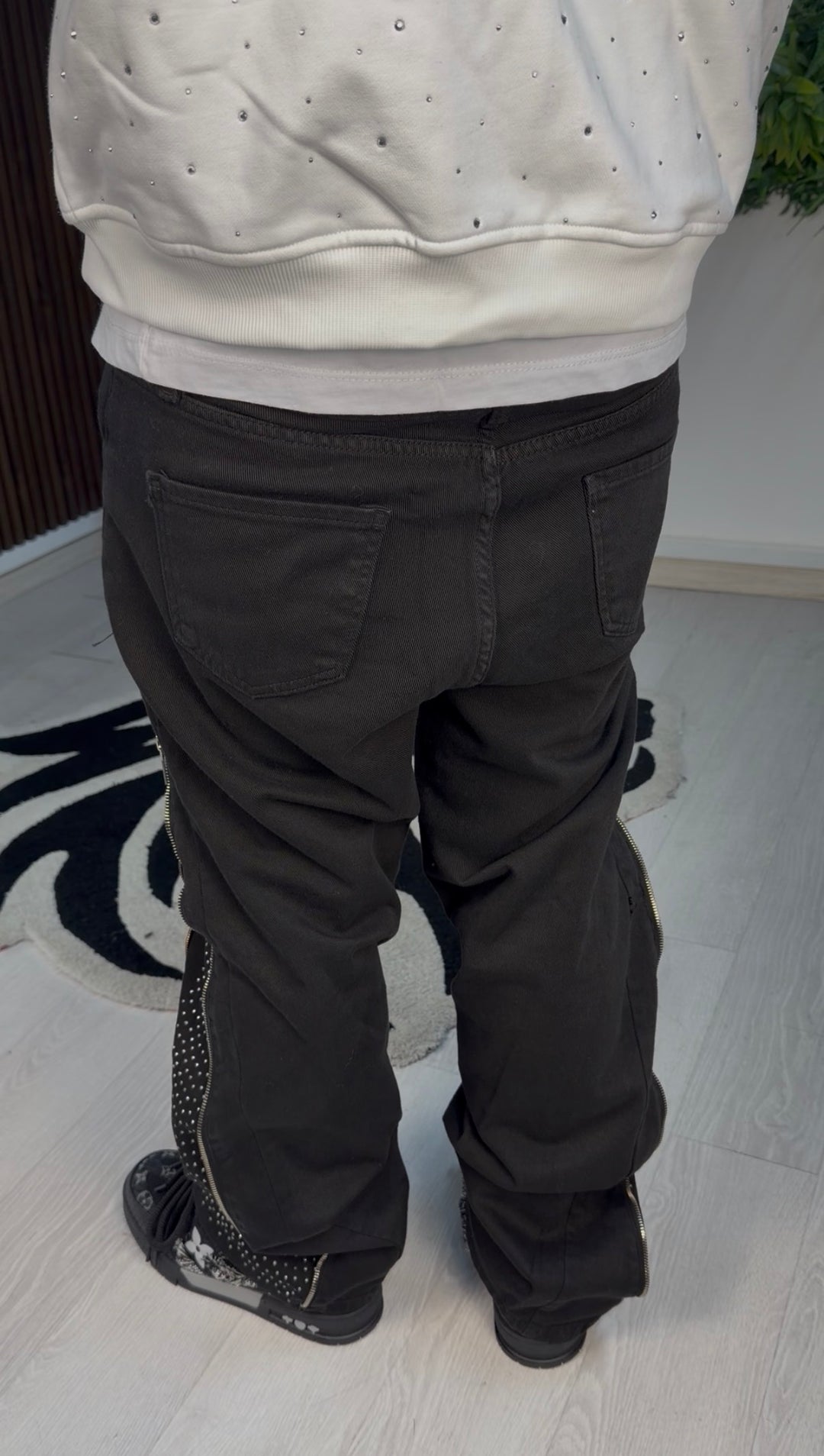 JEANS FLARE STRASS BLACK