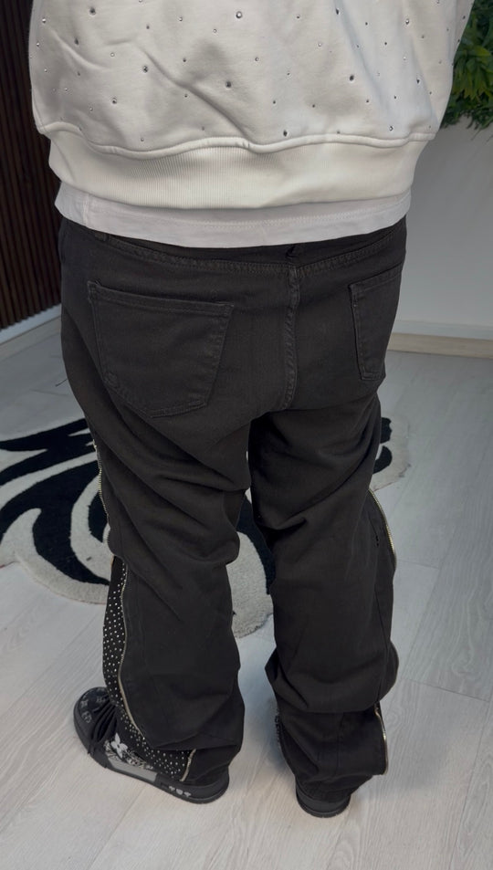 JEANS FLARE STRASS BLACK