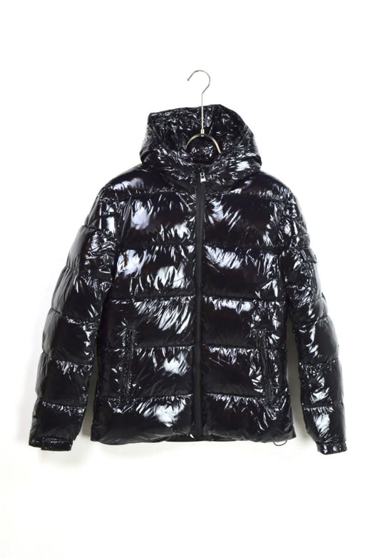 SHINY BLACK BOMBER JACKET