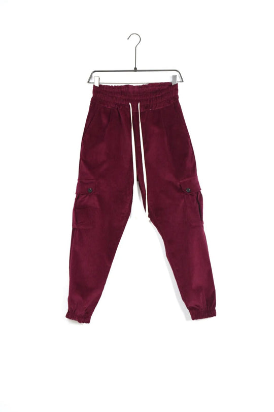 PANTALONE CARGO A COSTINE CON BOTTONI BORDEAUX