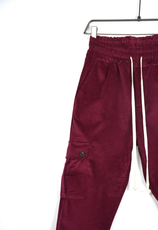 PANTALONE CARGO A COSTINE CON BOTTONI BORDEAUX