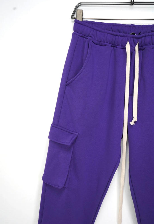 PANTALON CARGO EN COTON VIOLET