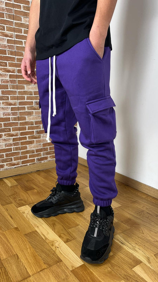 PANTALON CARGO EN COTON VIOLET